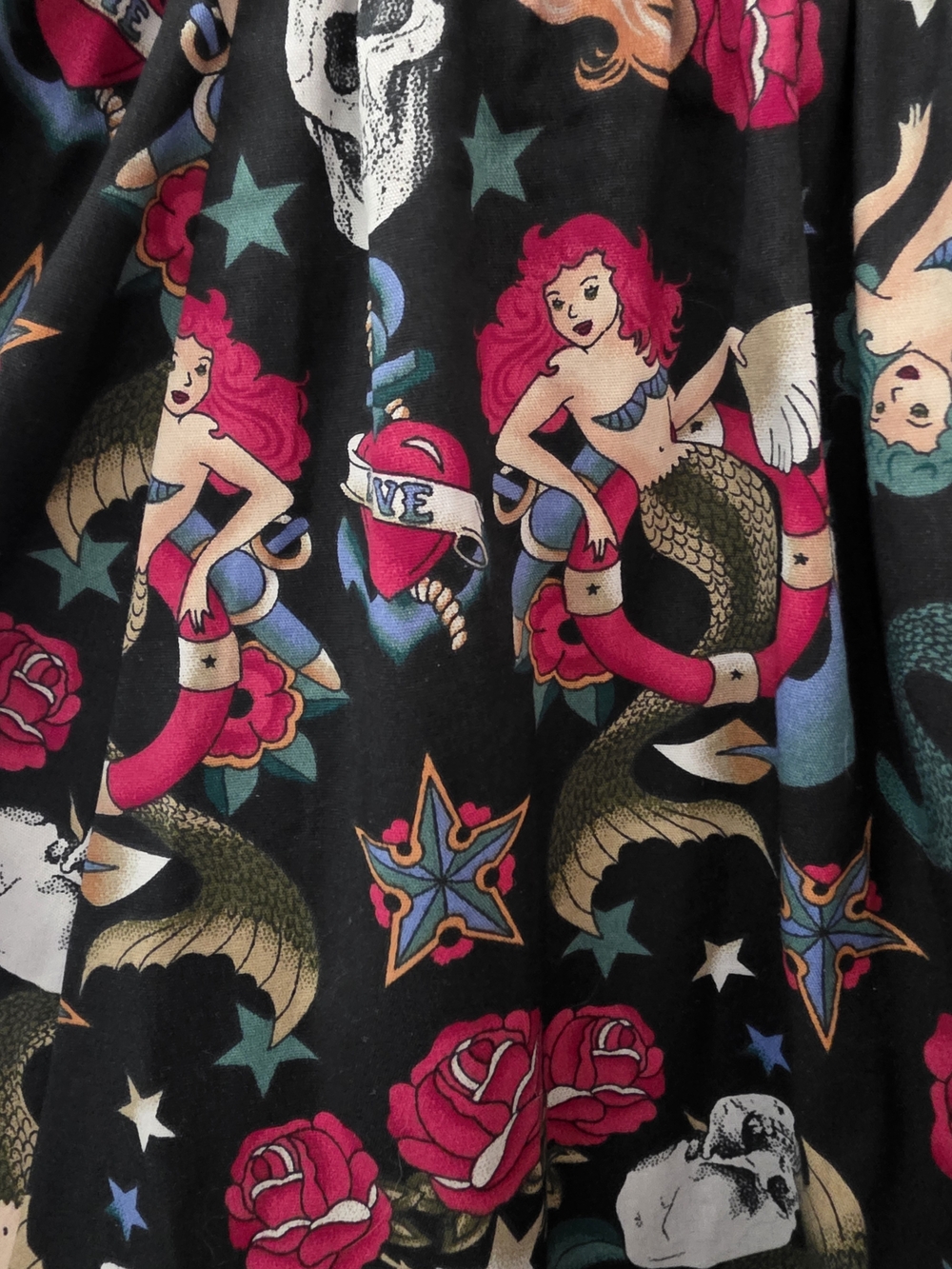 NWT Torrid Retro Chic Mermaid Skull Flower Sun Dress Plus Size 1 - Picture 10 of 12